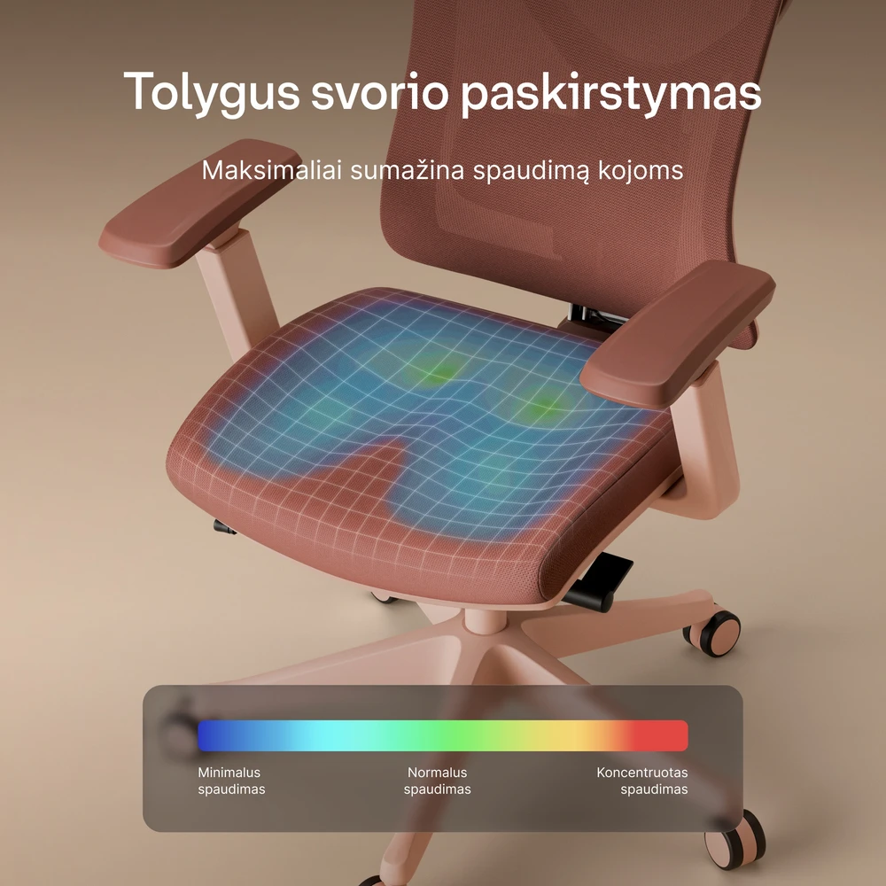Biuro kėdė Desktronic SitPro Rožinė, 3D porankiai, 10 reguliuojamų taškų, BIFMA sertifikatas