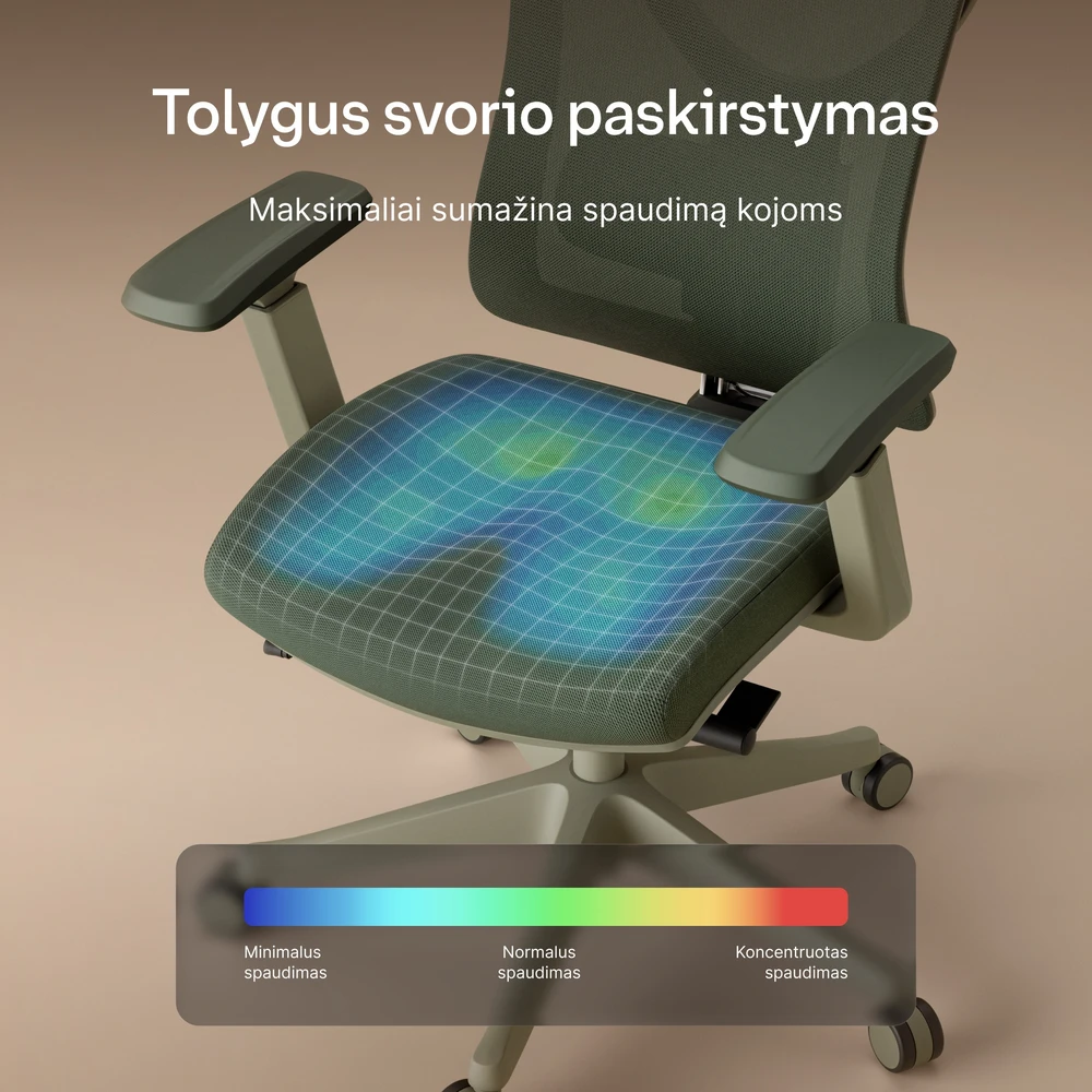 Biuro kėdė Desktronic SitPro Žalia, 3D porankiai, 10 reguliuojamų taškų, BIFMA sertifikatas