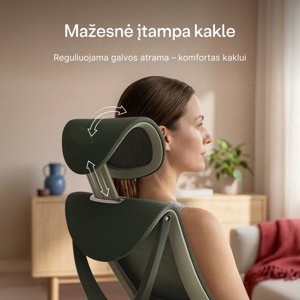 Biuro kėdė Desktronic SitPro Žalia, 3D porankiai, 10 reguliuojamų taškų, BIFMA sertifikatas