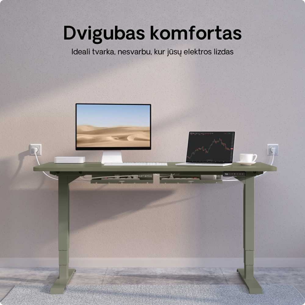 Desktronic Darbo stalo metalinis laidų laikiklis Žalias