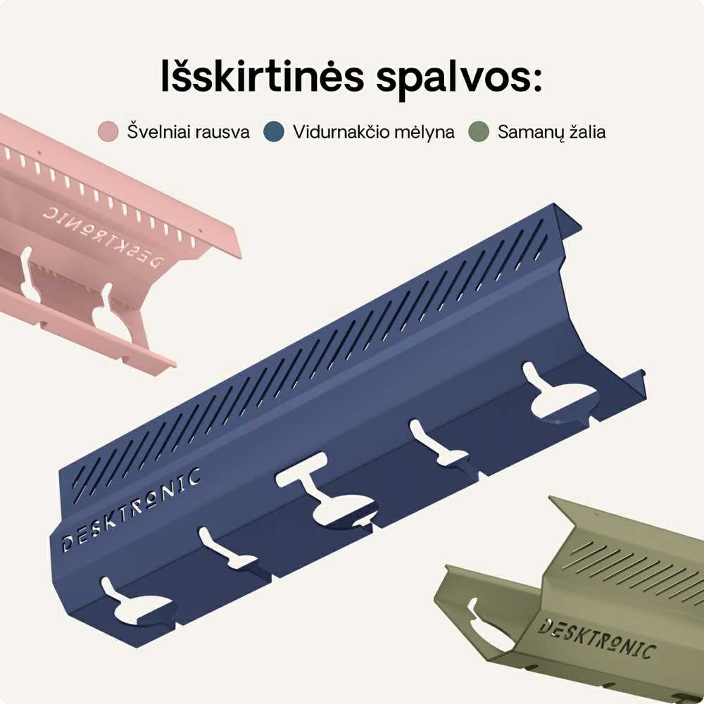 Desktronic Darbo stalo metalinis laidų laikiklis Mėlynas