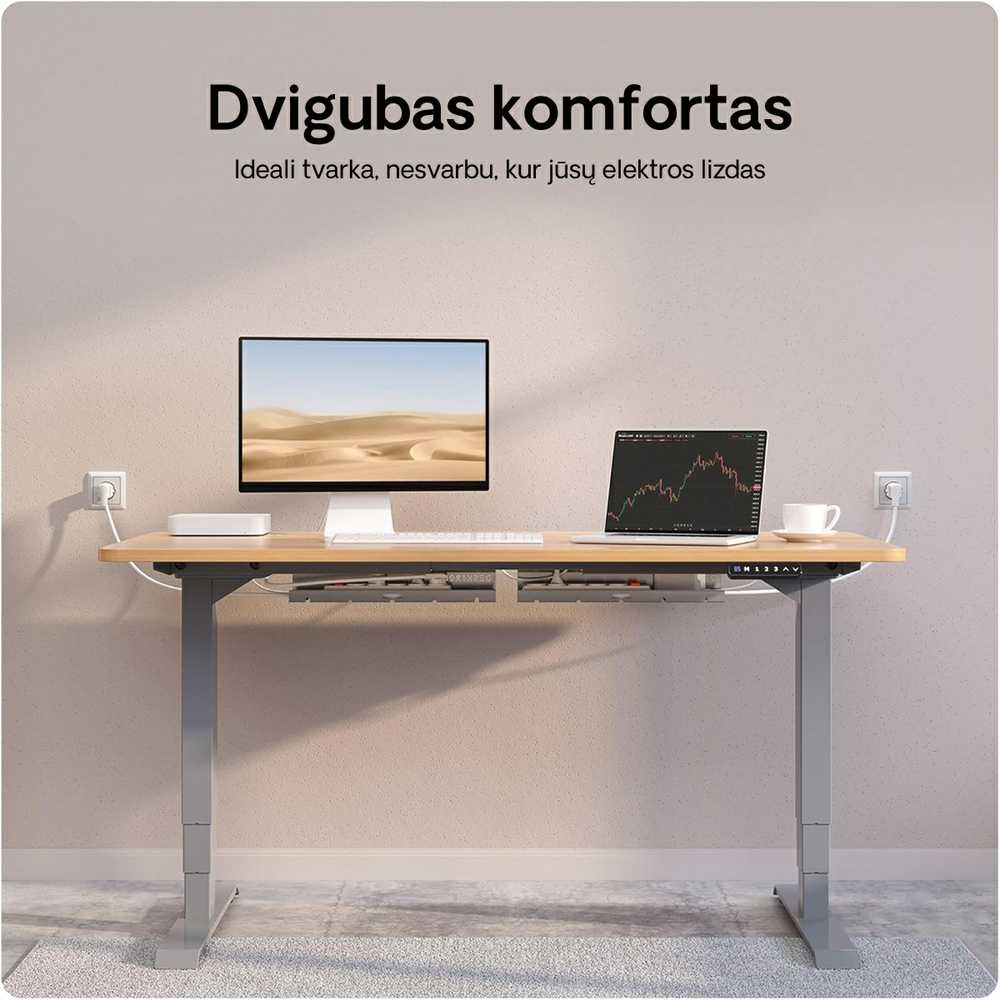 Desktronic Darbo stalo metalinis laidų laikiklis Pilkas