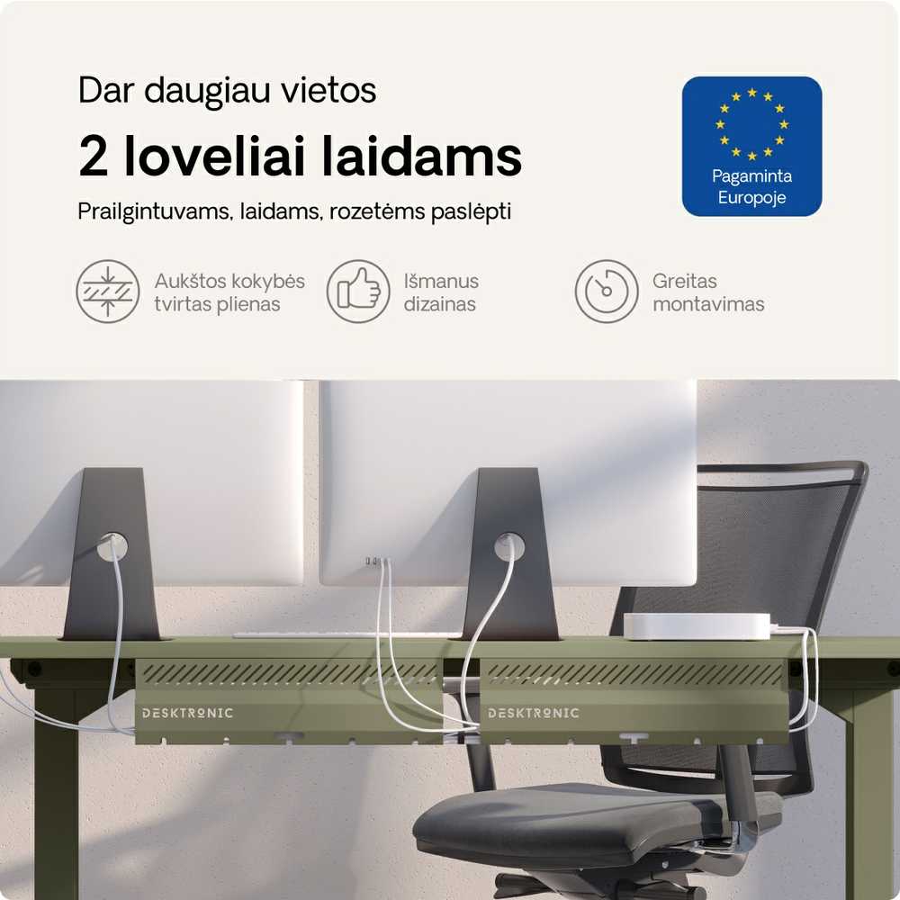 Desktronic Darbo stalo metalinis laidų laikiklis Žalias