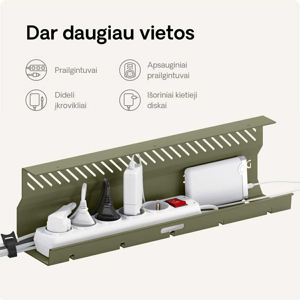 Desktronic Darbo stalo metalinis laidų laikiklis Žalias