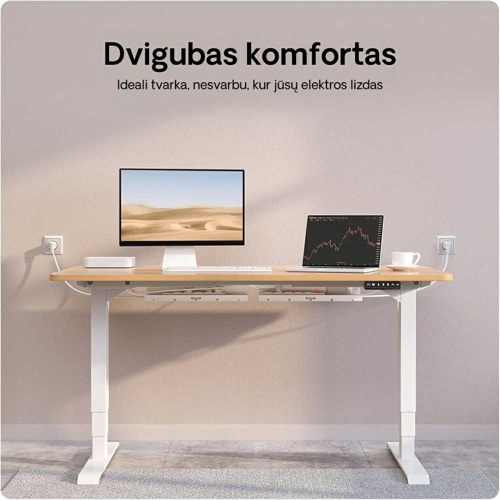Desktronic Darbo stalo metalinis laidų laikiklis Baltas