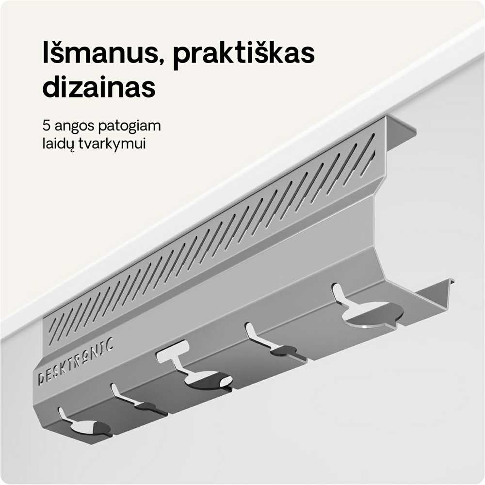 Desktronic Darbo stalo metalinis laidų laikiklis Pilkas