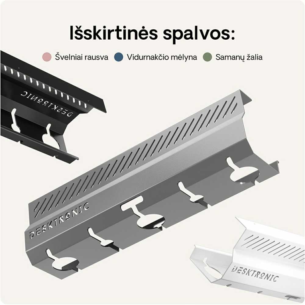 Desktronic Darbo stalo metalinis laidų laikiklis Pilkas