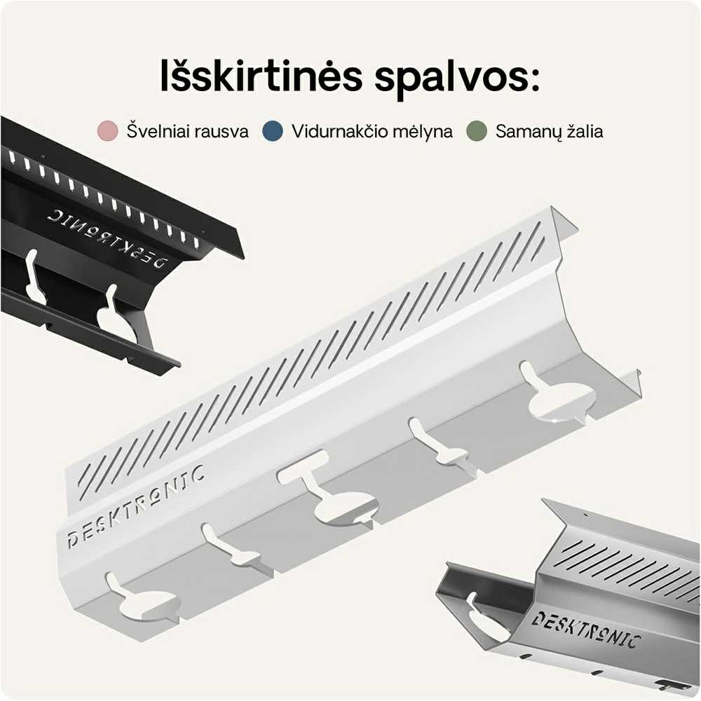 Desktronic Darbo stalo metalinis laidų laikiklis Baltas