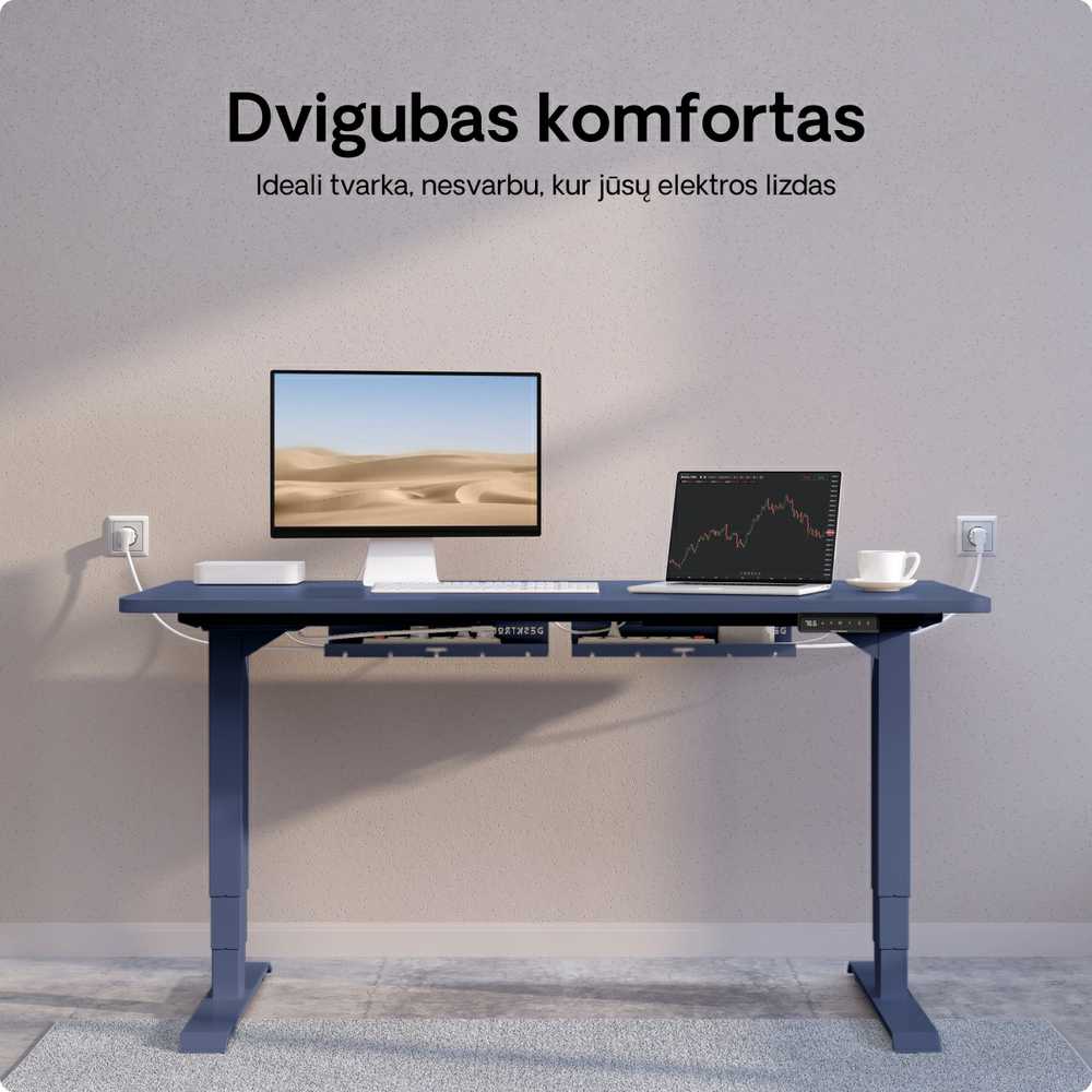 Desktronic Darbo stalo metalinis laidų laikiklis Mėlynas