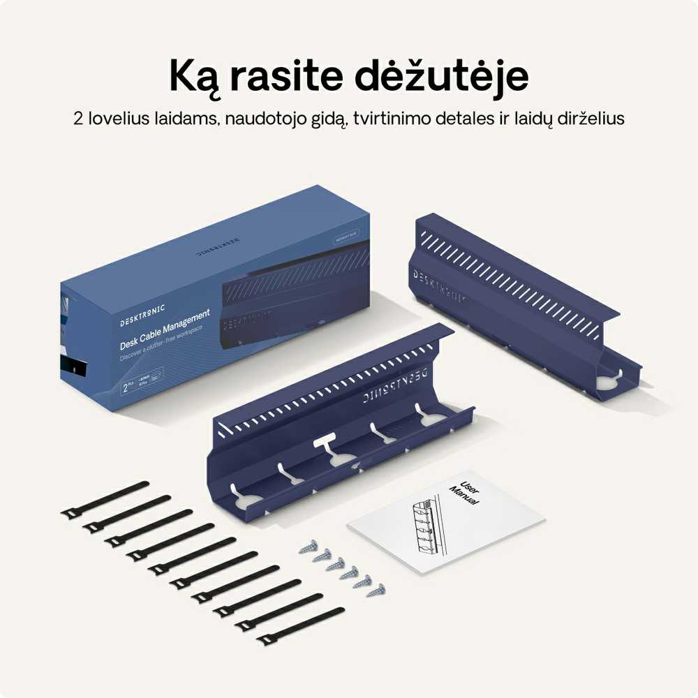 Desktronic Darbo stalo metalinis laidų laikiklis Mėlynas