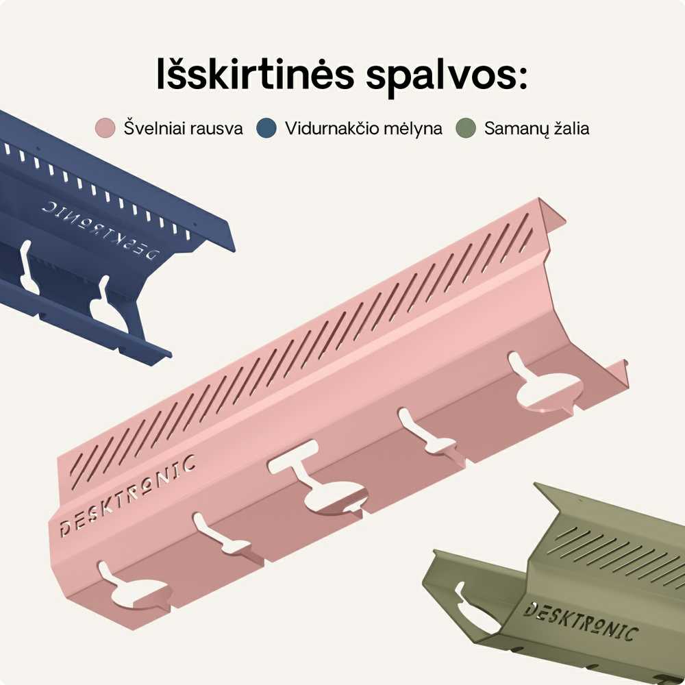 Desktronic Darbo stalo metalinis laidų laikiklis Rožinis