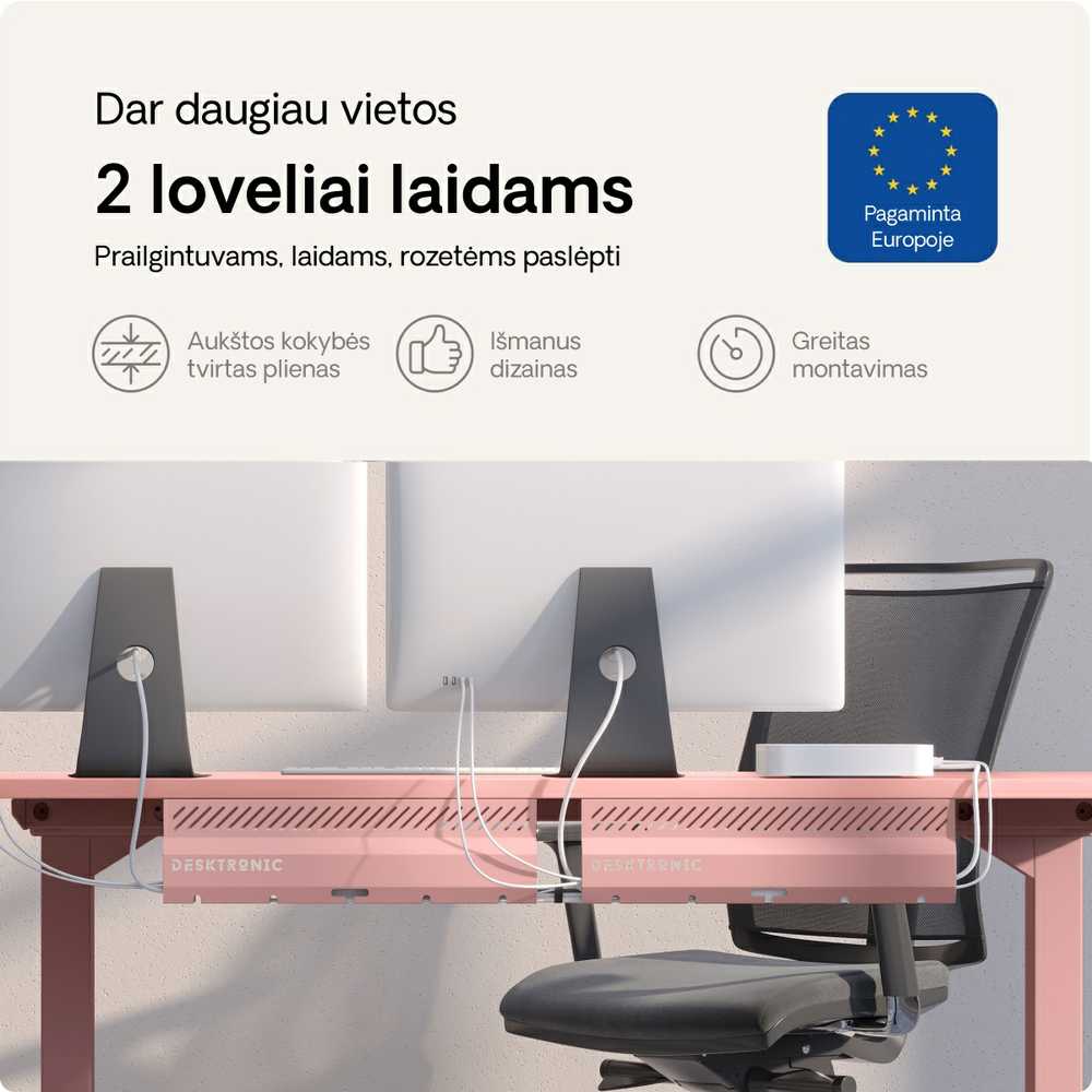 Desktronic Darbo stalo metalinis laidų laikiklis Rožinis