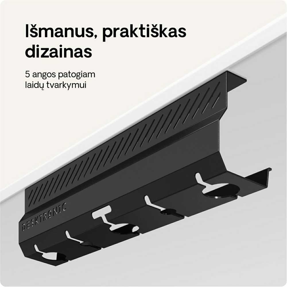 Desktronic Darbo stalo metalinis laidų laikiklis Juodas