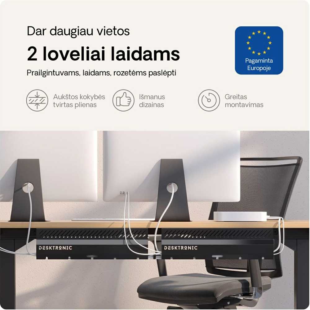 Desktronic Darbo stalo metalinis laidų laikiklis Juodas