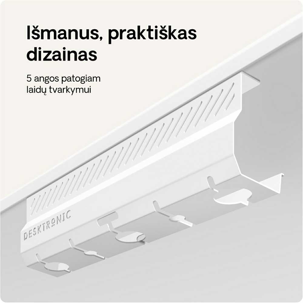 Desktronic Darbo stalo metalinis laidų laikiklis Baltas