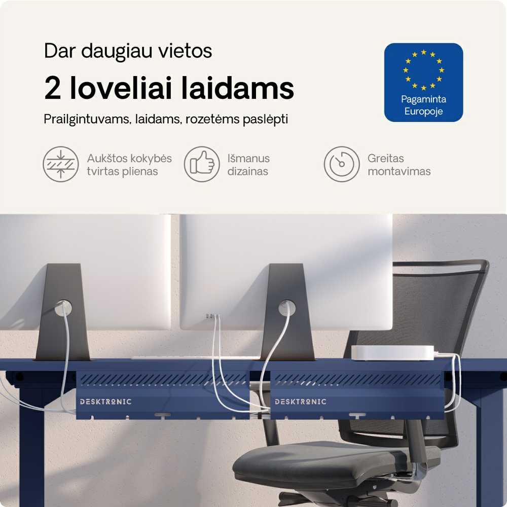 Desktronic Darbo stalo metalinis laidų laikiklis Mėlynas