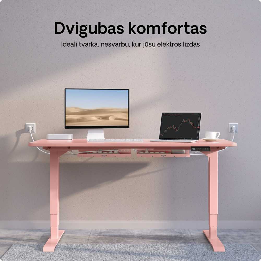 Desktronic Darbo stalo metalinis laidų laikiklis Rožinis