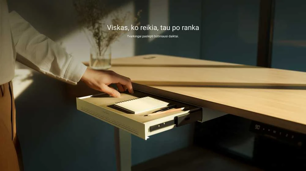 Desktronic stalčius – atidarymas ir naudojimas