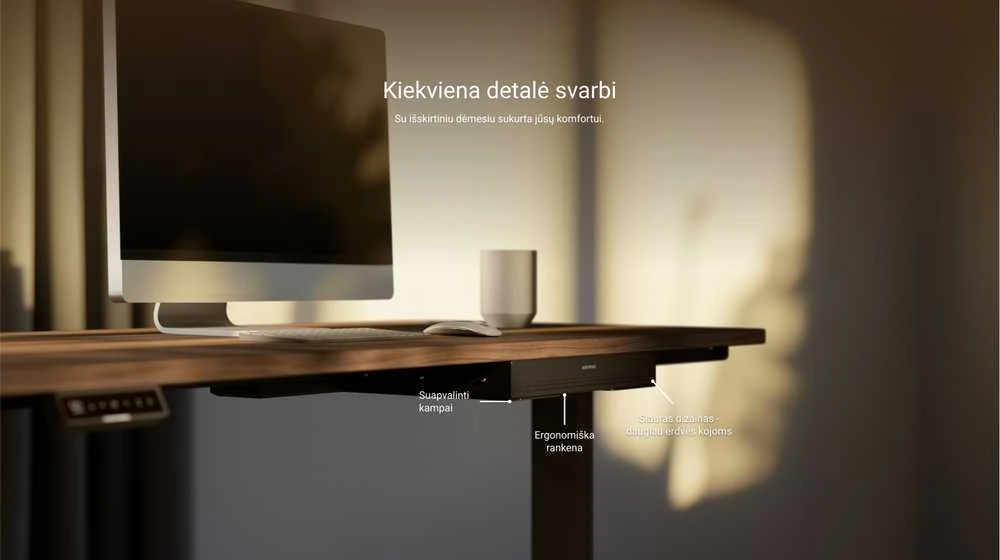 Desktronic stalčius po stalu su techniniu aprašymu