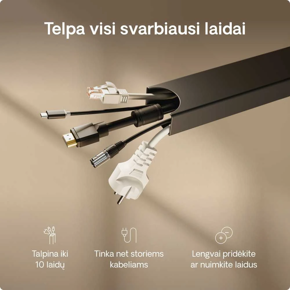 Desktronic Magnetinis darbo stalo laidų laikiklis, Metalinis, Juodas