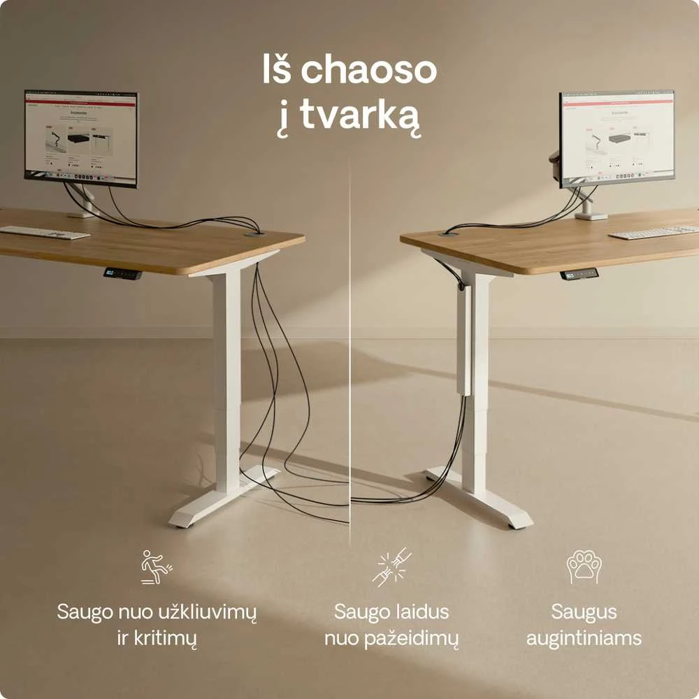 Desktronic Magnetinis darbo stalo laidų laikiklis, Metalinis, Baltas