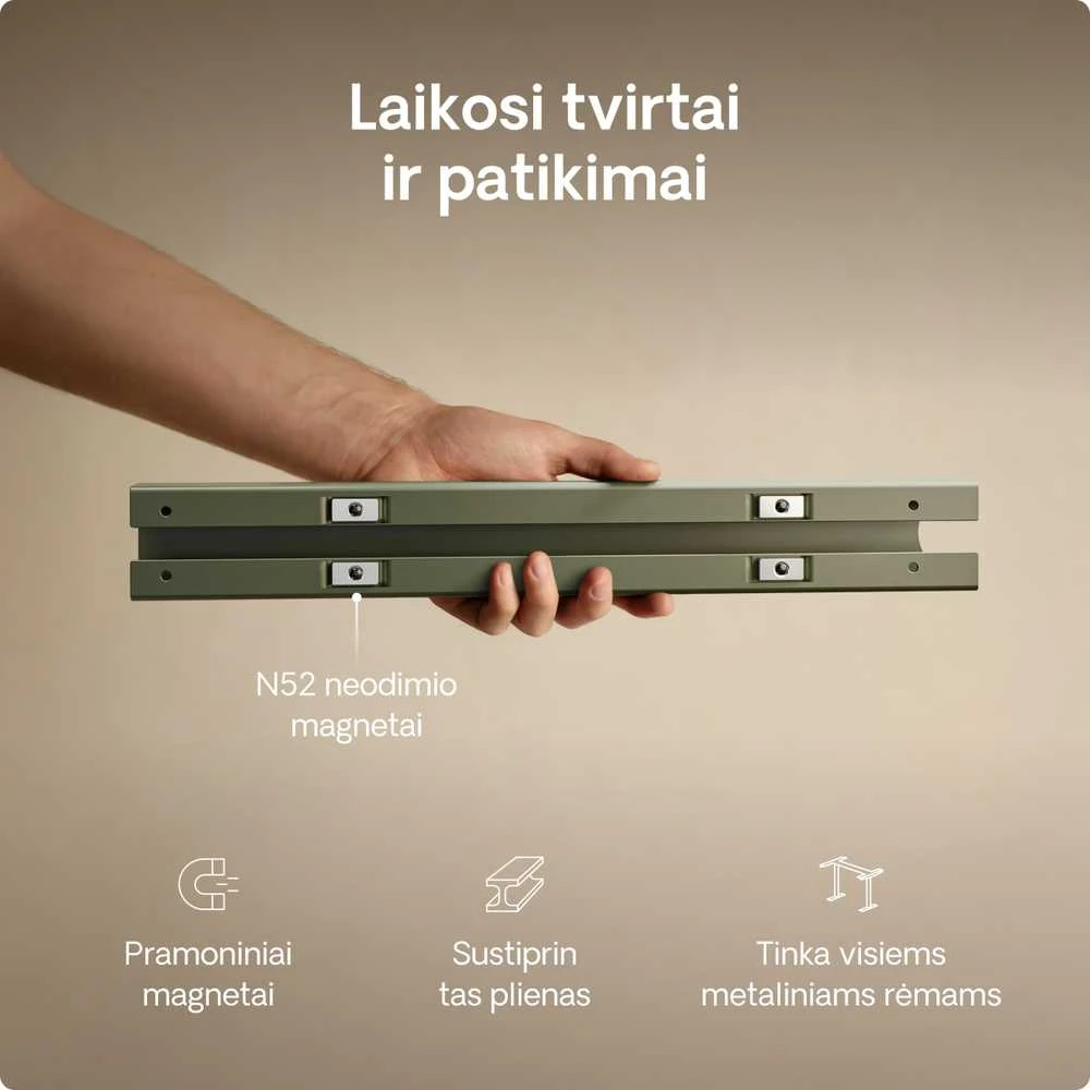 Žalias metalinis laidų laikiklis su N52 magnetais