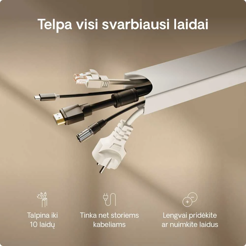 Desktronic Magnetinis darbo stalo laidų laikiklis, Metalinis, Baltas