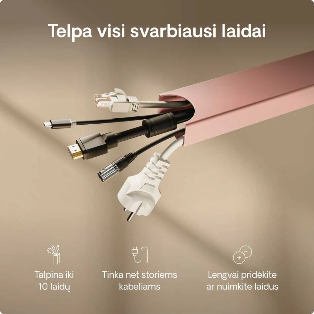 Desktronic Magnetinis darbo stalo laidų laikiklis, Metalinis, Rožinis