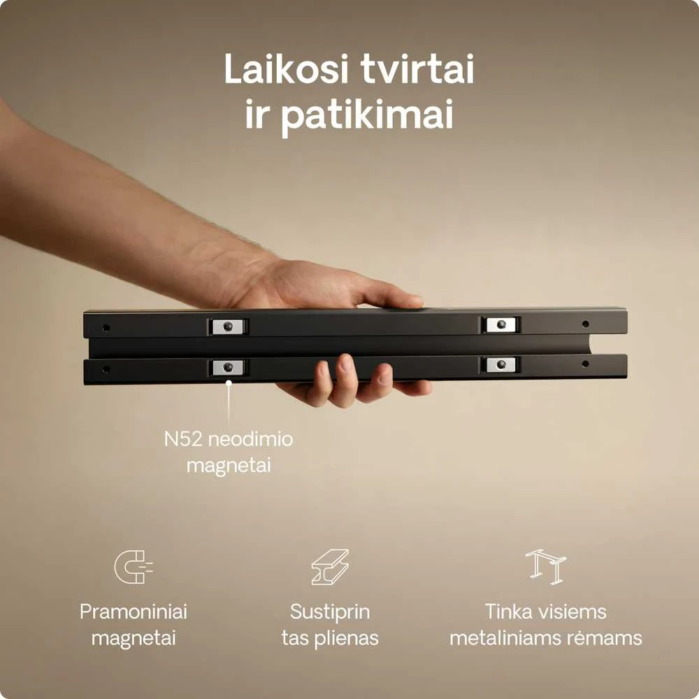 Juodas laidų laikiklis su integruotais N52 magnetais