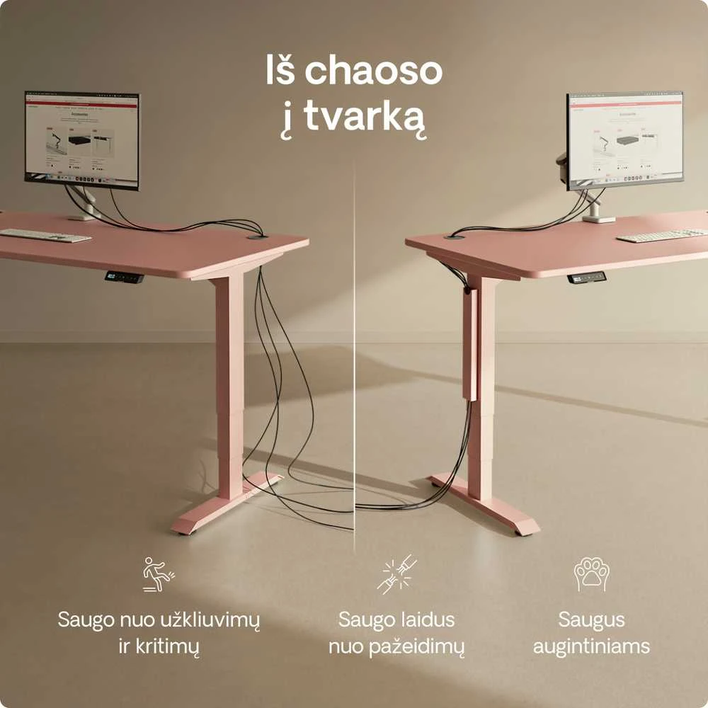 Desktronic Magnetinis darbo stalo laidų laikiklis, Metalinis, Rožinis