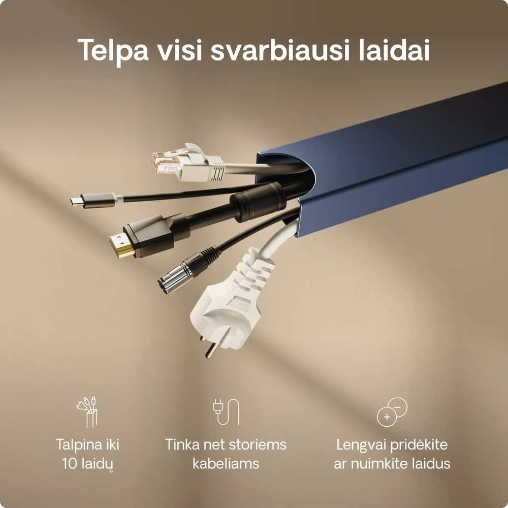 Desktronic Magnetinis darbo stalo laidų laikiklis, Metalinis, Mėlynas