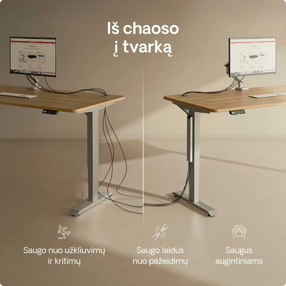 Desktronic Magnetinis darbo stalo laidų laikiklis, Metalinis, Pilkas