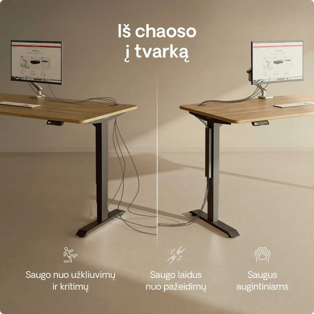 Desktronic Magnetinis darbo stalo laidų laikiklis, Metalinis, Juodas