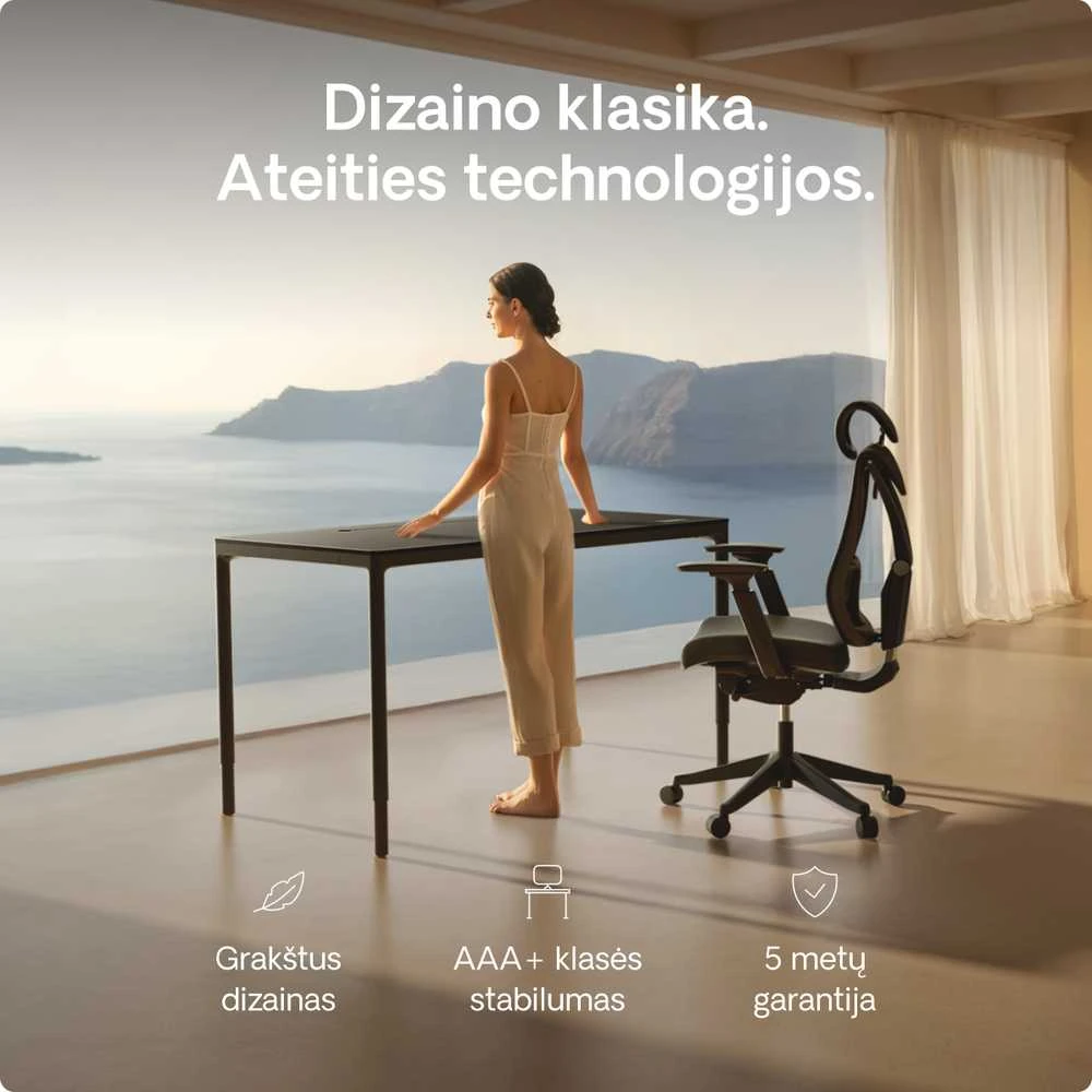 Juodas reguliuojamo aukščio stalas Desktronic HomeMax
