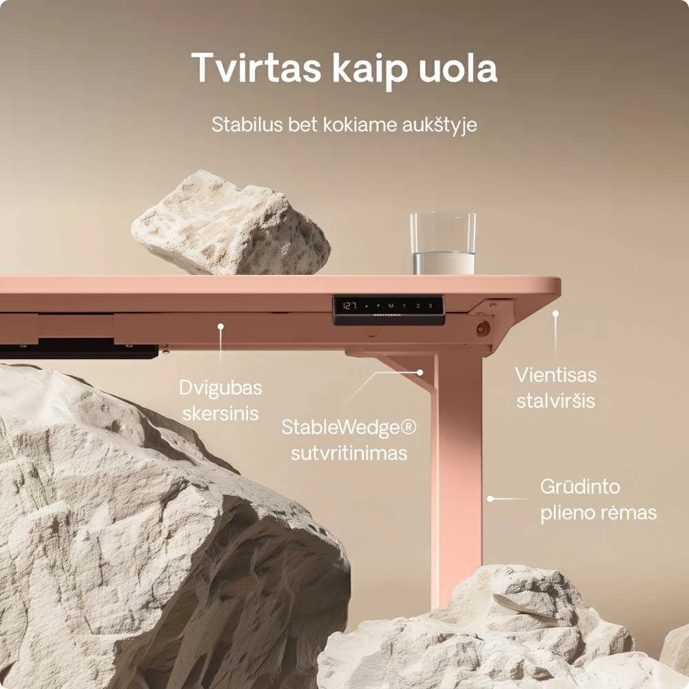 Desktronic HomePro rožinis stalas su technine konstrukcija