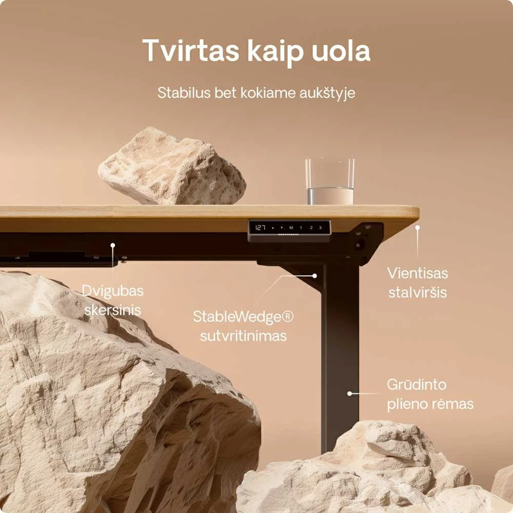Desktronic HomePro stalo konstrukcijos techninės detalės
