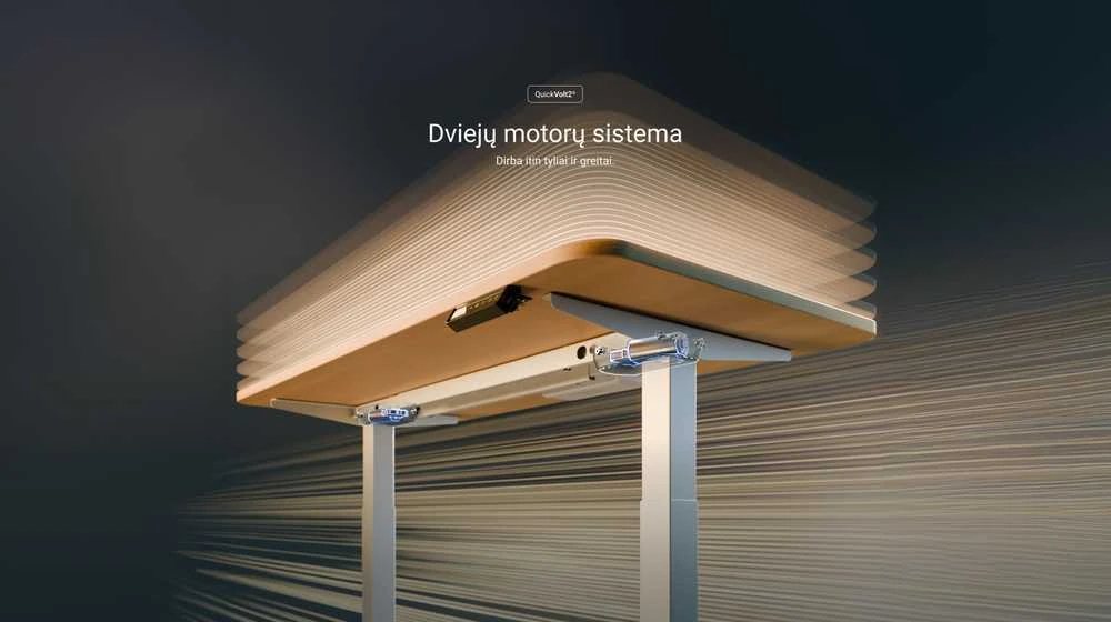 Elektrinis reguliuojamo aukščio stalas Desktronic HomeOne Pilkas/Baltas, 140x70cm, Dvigubas motoras, USB ir USB-C įkrovimo lizdai