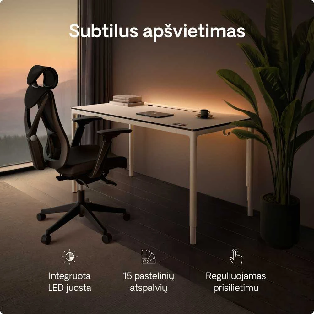 Elektrinis Reguliuojamo Aukščio Stalas Desktronic HomeMax Baltas/Baltas, 160x80cm, Keturi varikliai, Magnetinis kabelių laikiklis