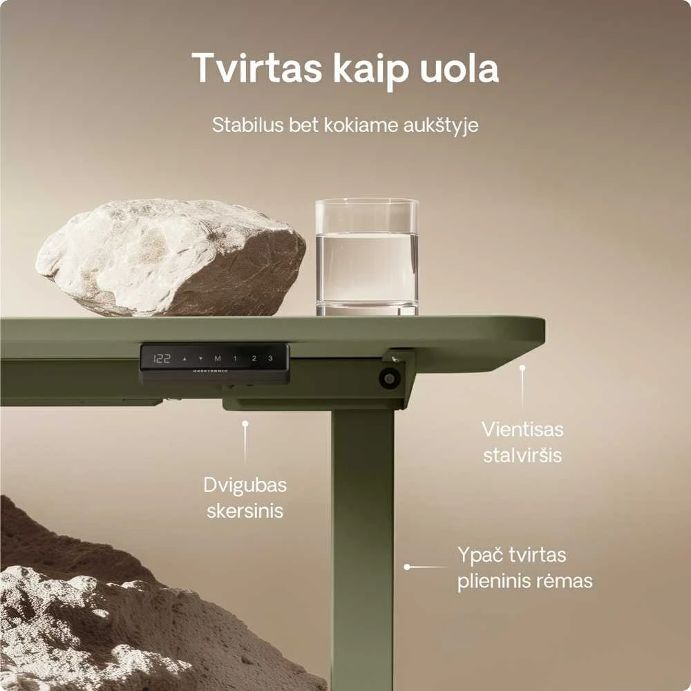 Desktronic HomeOne žalias stalas su valdymo pultu