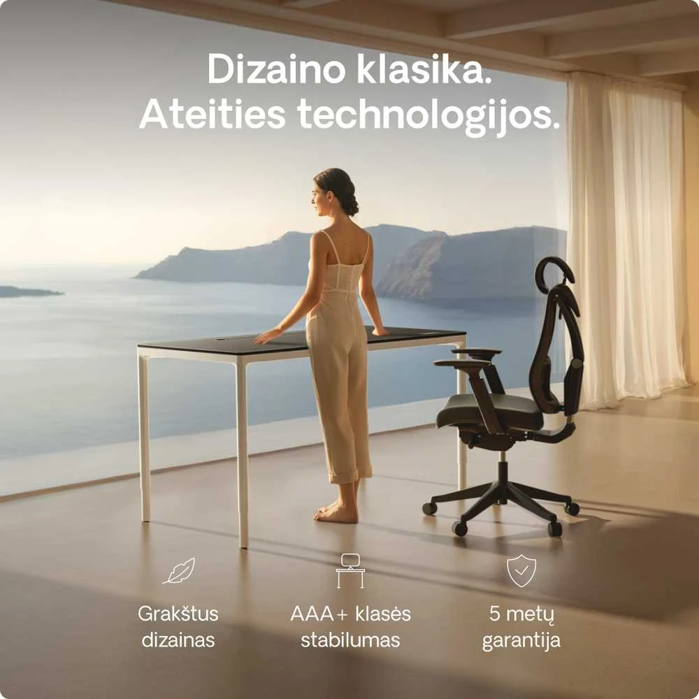 Reguliuojamo aukščio stalas Desktronic HomeMax interjero vizualizacijoje