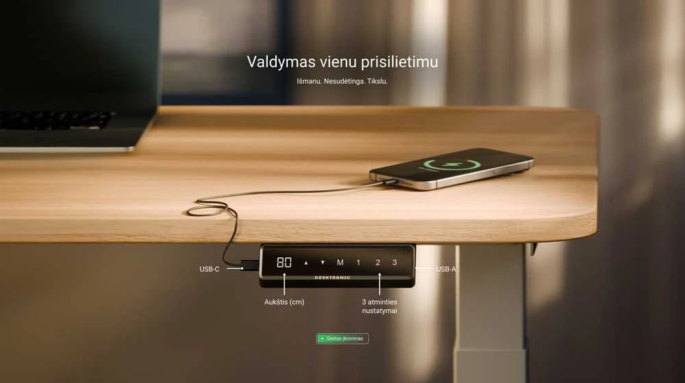 Desktronic stalo valdymo pultas su USB krovimu