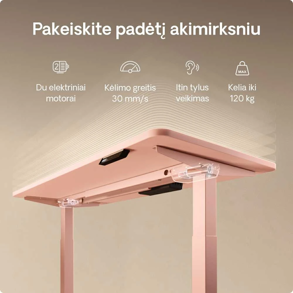 Desktronic HomeOne stalas: techninės specifikacijos ir galia
