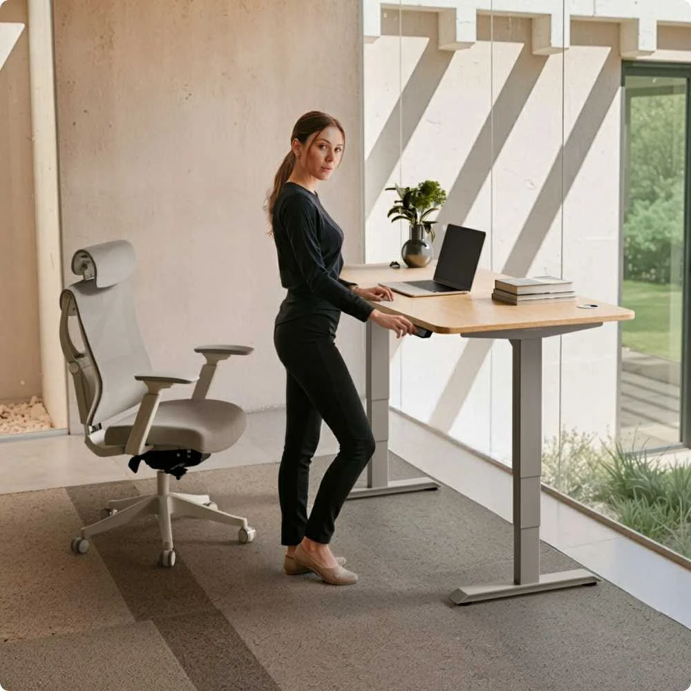 Desktronic HomePro bambukinis stalas naudojamas stovint