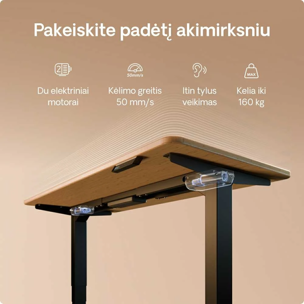 Desktronic HomePro stalo techninių parametrų schema