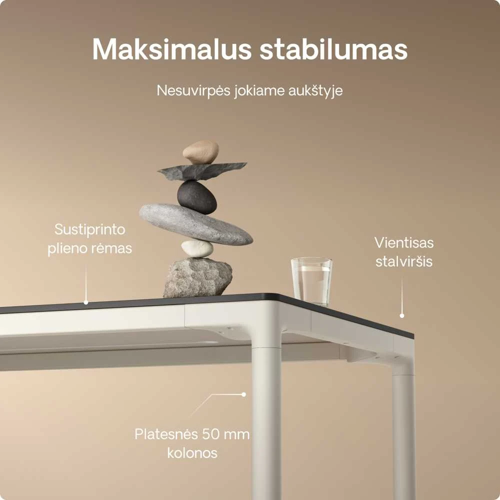 Elektrinis Reguliuojamo Aukščio Stalas Desktronic HomeMax Baltas/Baltas, 160x80cm, Keturi varikliai, Magnetinis kabelių laikiklis