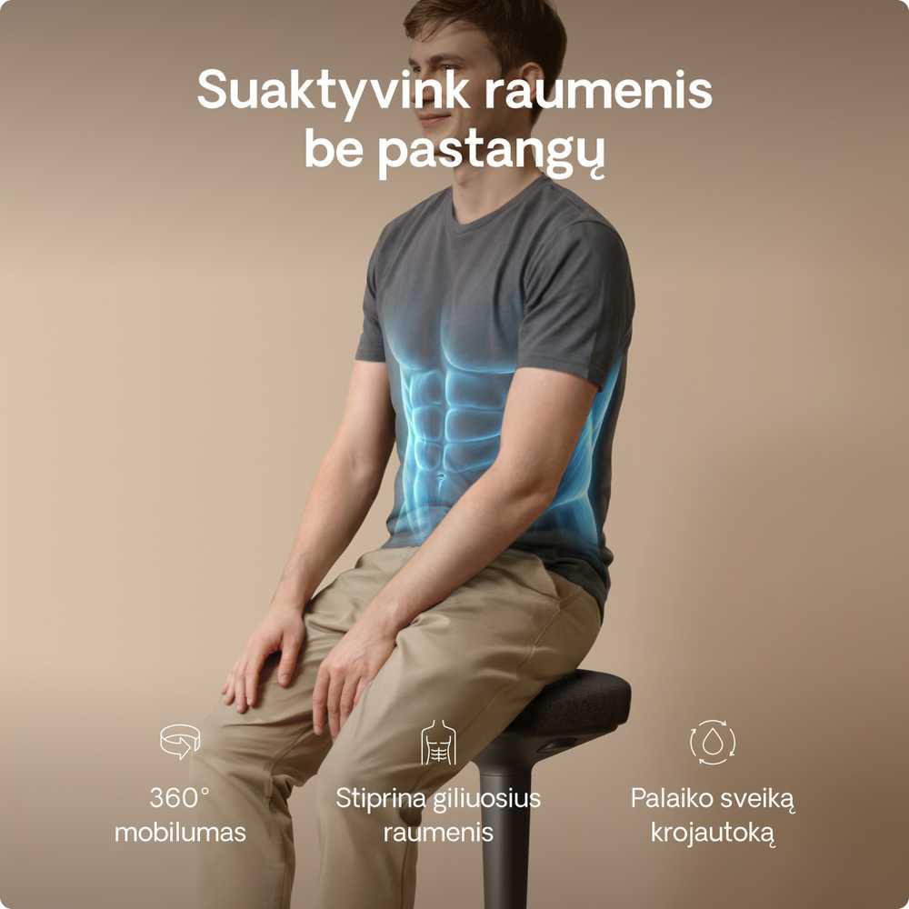 Ergonomiška balansinė kėdė Desktronic Juoda, Neslystantis pagrindas