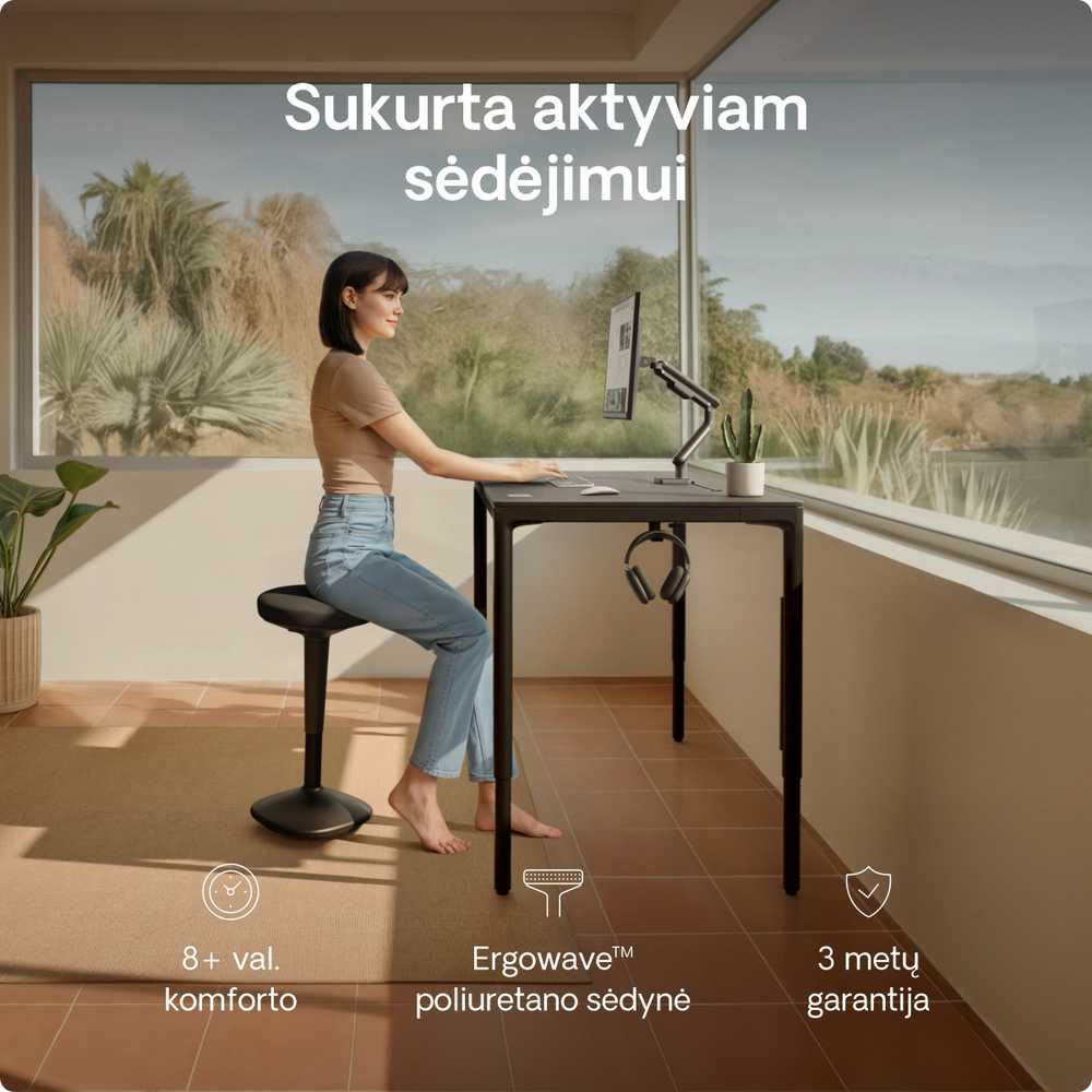 Ergonomiška balansinė kėdė Desktronic Juoda, Neslystantis pagrindas