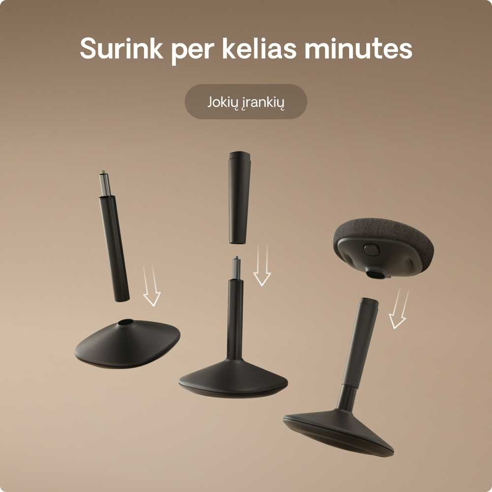 Ergonomiška balansinė kėdė Desktronic Juoda, Neslystantis pagrindas