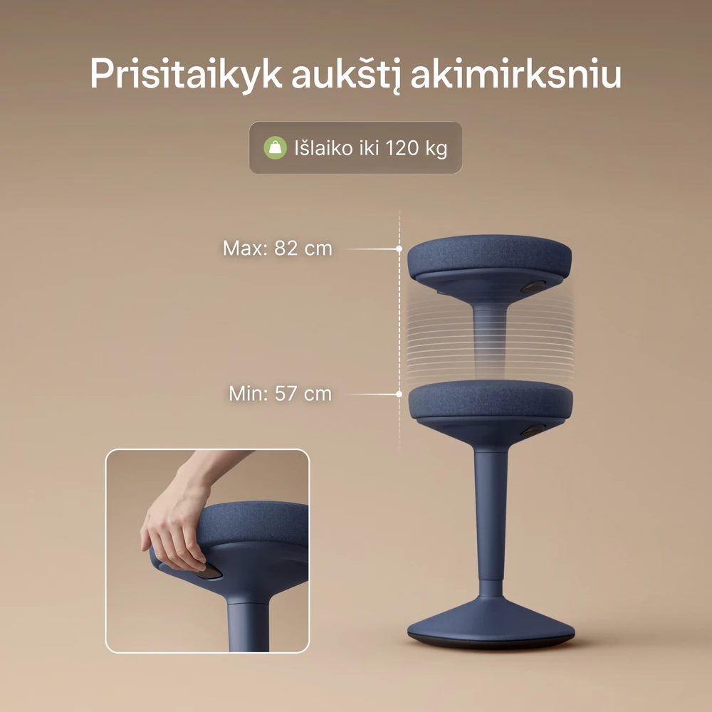 Ergonomiška balansinė kėdė Desktronic Mėlyna, Neslystantis pagrindas