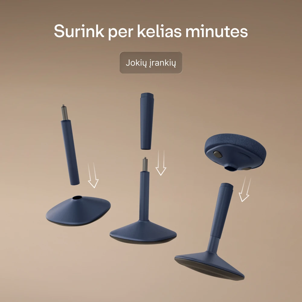 Ergonomiška balansinė kėdė Desktronic Mėlyna, Neslystantis pagrindas